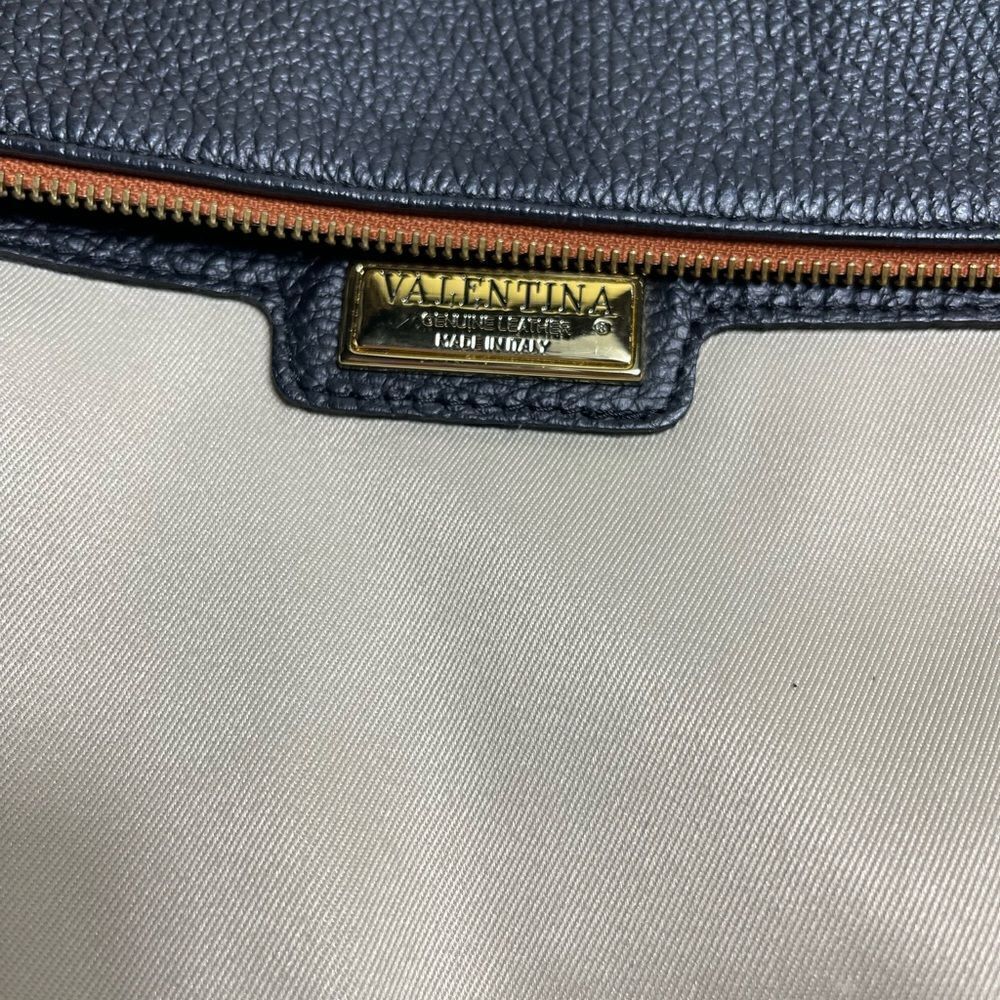 Valentina Italia black pebble leather bucket style shoulder bag tan trim… - Picture 10 of 10